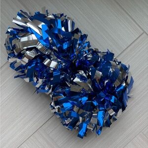 Blue and Silver Cheerleading Pom Poms